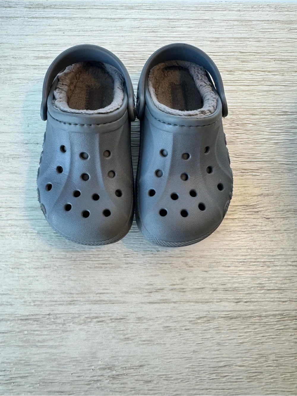Crocs Gray Slip-On Clog with Fuzzy Warm Lining Size Toddler 10